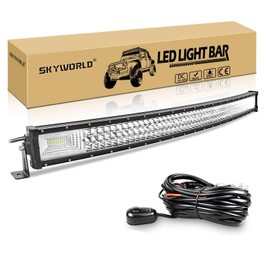 SKYWORLD 42 inch LED Work Light Bar Triple Row 540W Curved Combo Beam LED Work Lights 6000K with Wiring Harness Kit Offroad Driving Lamp for Truck Car ATV SUV 4X4 4WD Truck 1 Set