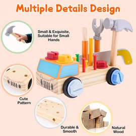 Yotako Montessori Wooden Screw Board, Wooden Toy Screwdriver Toy, Children's Montessori Toy, Motor Skills Toy, Wood Screws Learning Toy for Children from 3 Years