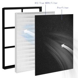 Popurure 30940 Replacement Filter Compatible with Hunter Air Purifier, fits 30210 30214 30215 30216 30225 30244 30245 30260 30398 30400 30401 30402 30525 36260 36395 37225, 1 HEPA Filter + 4 Prefilter