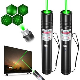 [2 Packs] Rechargeable Green Light Flashlight Long Distance Range for TV/LED/LCD Screens Tactical Flashlights Presentation Office/Outdoors/Astronomic/Construction [001]