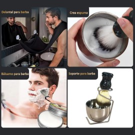 Kit Barba Cuidado De Hombre Herramientas De Aseo Regalo 8pzs, Kit Cuidado Barba 8 En 1 Incluye Cepillo Para Barba, Cuenco De Afeitado, Crema De Afeitar Etc, Mejor Regalo Perfecto Para Hombre Papa Amig