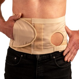 Safe n' Simple Ostomy Hernia Support Belt - 6" X-Small - Beige - Hernia Belt With Adjustable Left Hole For Men And Women - Colostomy Support Products