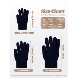 Glooarm 2 Pairs Kids Gloves Winter Thermal Wool Fleece Lined Gloves Thick Knit Glove for Cold Weather Boys Girls 4-12 Years