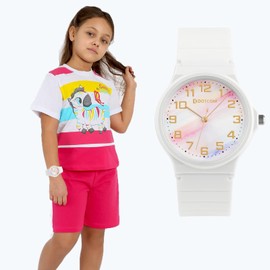 GUUMUXIN Children's Watch Boys Girls Watch Boys Analogue Watch Children Analogue Quartz Watch with Wrist Watch Rubber Waterproof Outdoor Sports Watches, White, Sports