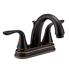 Designers Impressions 651634 Oil Rubbed Bronze Two Handle Lavatory Bathroom Vanity Faucet - Bathroom Sink Faucet with Matching Pop-Up Drain Trim Assembly