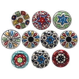 Ajuny Ceramic Knobs and Pulls for Dresser Drawers Kitchen Cabinets Bathroom Cupboards in Vibrant Colors Set of 10