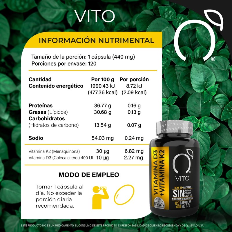 VITO | Vitamina D3 400 UI + K2+ Aceite de