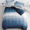 Houseri White Blue Gradient Duvet Cover Queen Dark Blue Bedding