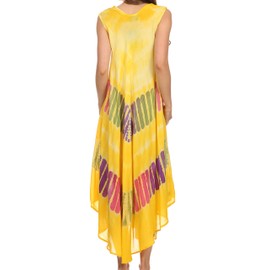 Sakkas Womens Long Tasanee Caftan Tank Dress/Cover Up - Yellow - One Size