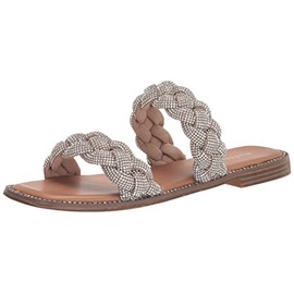 Madden Girl Women's Park Flat Sandal, Silver Multi, 8