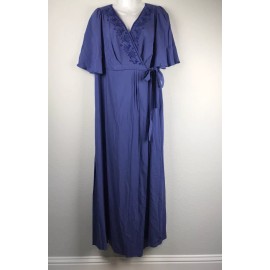 14th Place Maternity Embroidered Trim V-Neck Wrap Maxi Dress Sporty Blue Sz M