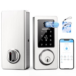 Fingerprint Keyless Entry Door Lock 6-in-1, Electronic Deadbolt with Auto-Lock, Anti-Peeping Smart Key for Front Door, IP65 Waterproof Front Smart Lock Deadbolt for Home