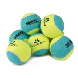 SPORTSPET SQUEAK! large Tennis Balls for Dogs - Extra Bouncy - Non Toxic - Durable - Long Lasting - Floats - 80mm (8 pack)