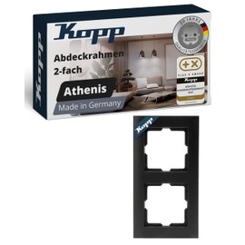 Kopp ATHENIS Double Cover Frame in Matt Black, 86 x 157 x 9.5 mm, Frame for Sockets and Switches, Elegant Plastic Socket Frame, High-Quality Light Switch Frame