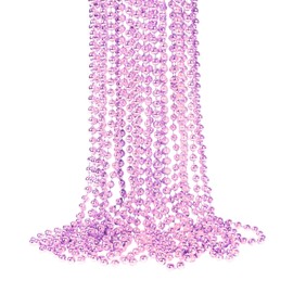 YAXINRUI - Collares de abalorio rosas, 15 abalorio de conciencia de Mardi Gras y cáncer, collares redondos de 33 pulgadas, 7 mm, para el día de San Valentín y eventos