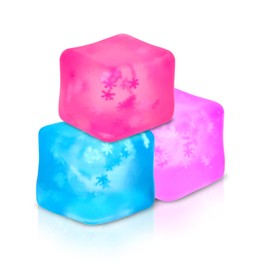 Fidget Toy Stress Cube 3 Pack,Cube Stress Ball with Snowflakes Inside,Mellow and Chill Touch,Classroom Prize Box Toys,Cube Squishies for Adults Kids Children Teens (Stress Cube 3 Pack)