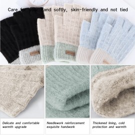 Fingerless Gloves For Women - Winter Thermal Gloves Warm Soft Knit Half Fingers Mittens for Ladies Driving Working Typing UK