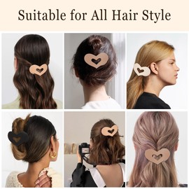 CURASA Flat Hair Clips for Women, 4PCS Heart Shape Matte Strong Hold Flat Claw Clips for Thick & Thin Hair, Lay Down Hair Claw Clips Hair Accessories for Women & Girls