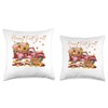 Cute Flamingo Pumpkin truck Happy Fall Y'all Throw Pillow