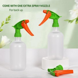 Calvalor Cleaning Spray Bottles for Plants Misters Inside, 2 Pack 16.9 oz Squirt Bottle, Water Spray Bottle Mist Sprayer, No Leak Hair Mister Spray Bottle Empty w/Adjustable Nozzle (White Orange)