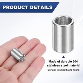 M METERXITY 8PCS M7 304 Stainless Steel Spacers 7mm ID x 10mm OD x 15mm l Metal Screw Standoff Bushing Plain Finish Round Spacer 304 Stainless Steel for Screws Bolts Silver