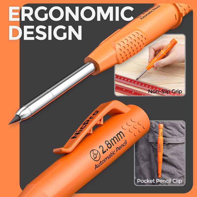 Nicpro CP3000 Carpenter Pencil with Sharpener, 2.8mm Mechanical Pencils with