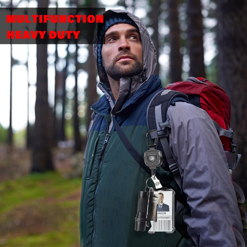 JNOMOW Heavy Duty Retractable Keychain and Badge Holder Set (2-Pack