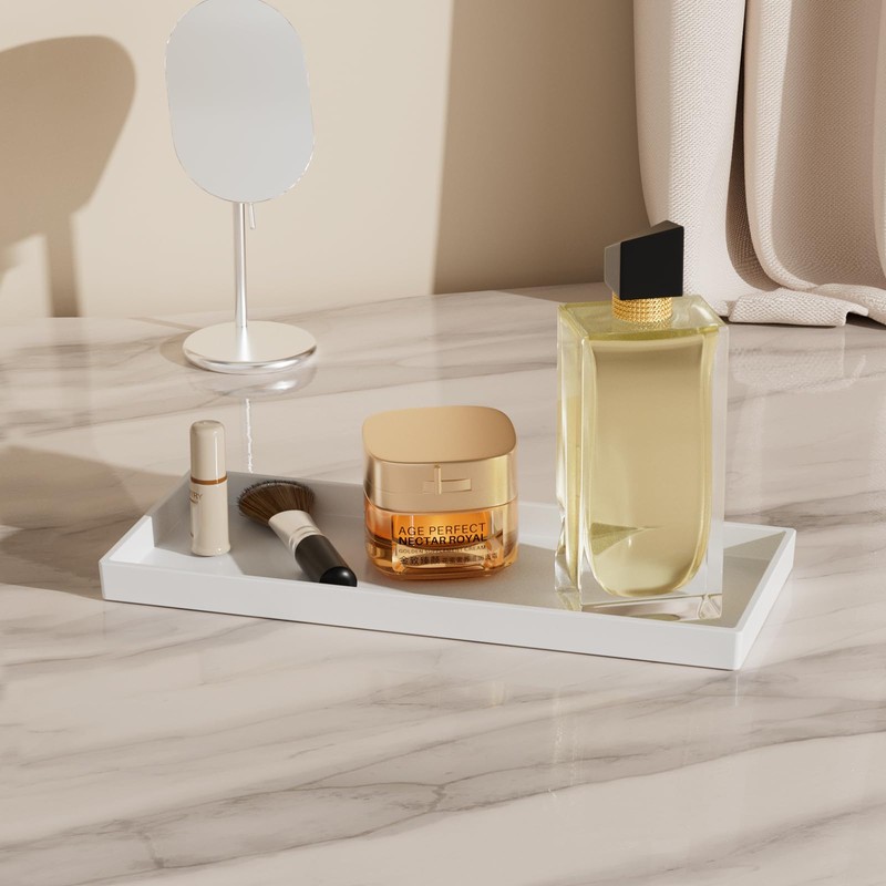 Mriluvy Vanity and Bathroom Tray, 11.8" ABS Countertop Organizer,Waterproof Vanity