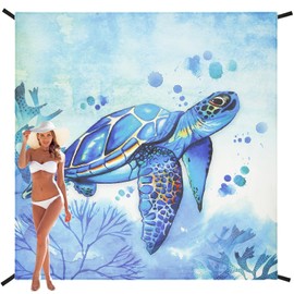 HIHOHO Beach Blanket, Sandproof Beach Mat, Waterproof Quick Drying Lightweight Outdoor Aztec Picnic Mat 79" X 83" for 2-4 Adults with Pocket for Travel, Camping, Hiking