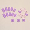 24Pcs Summer Square Press on Nails Medium Fake Nails Purple