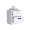Dyncan Compact White Nightstand with 2 Drawers and Metal Handles