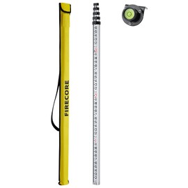 Firecore 16-Foot Aluminum Grade Rod - 10ths, 5 Sections Telescopic with Bubble Level-FLR500B