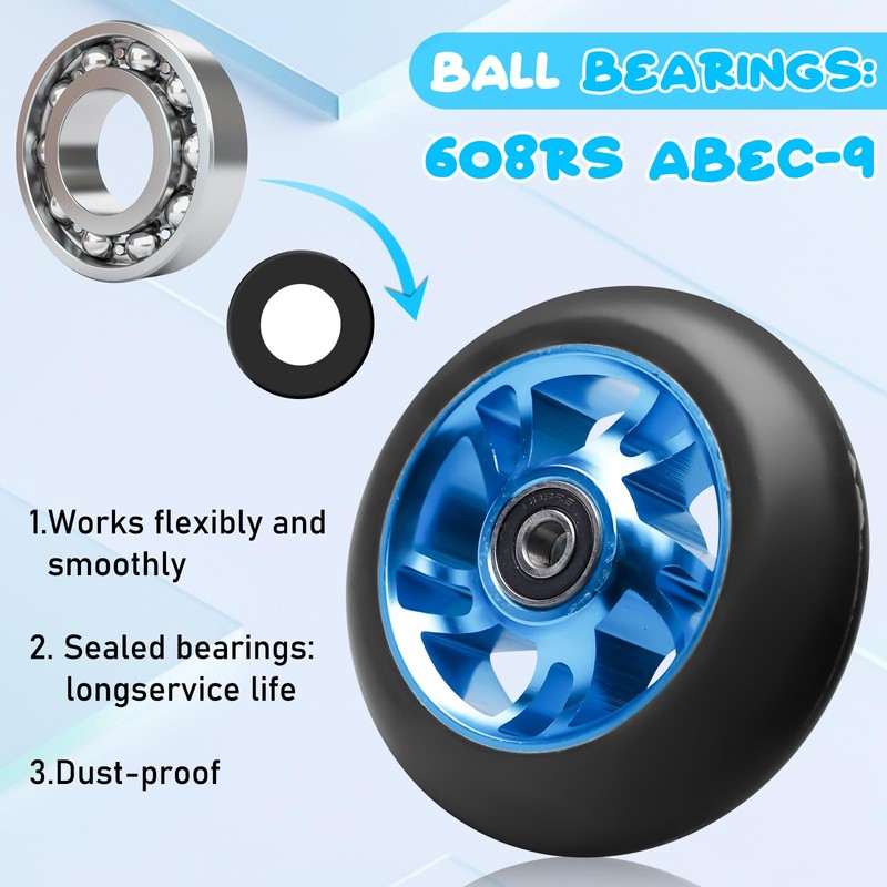 Pack of 2 Stunt Scooter Wheels, 100 x 24 mm