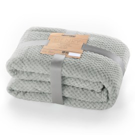 DecoKing Henry Cuddly Blanket, Soft, Fleece Microfibre Bedspread in Scandinavian Style, Steel, 70 x 150 cm