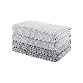 Blue Burgeon Tea Towels - 4 Tea Towels Cotton 40 x 60 cm Grey Combination - Stylish Grey Kitchen Towels in Pack of 4