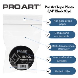 PRO ART Black Artist Tape, 3/4 inch Wide by 10-Yards, Black Masking Tape Art Craft Tape, Decorative Paper Painters Scrapbooking Drafting