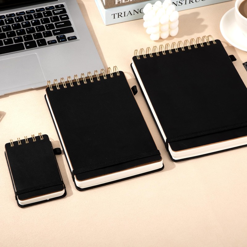 Yoment Top Spiral Notebook Leather Steno Pads 240 Pages Spiral