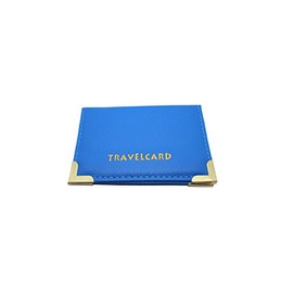 NEW PU LEATHER OYSTER TRAVEL CARD BUS PASS HOLDER WALLET RAIL CARD COVER CASE (Blue)