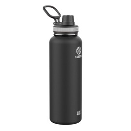 Takeya Originals 40 oz Vacuum Insulated Stainless Steel Water Bottle with Spout Lid, Black