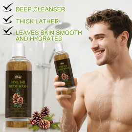 Pine Tar Body Wash, Soothing Mens Shower Gel for Sensitive Skin, Dandruff Wash Shampoo, Body Odor Deodorant for Men, Sensitive Skin Soap Made With Natural Pine Tar Oils,10fl oz