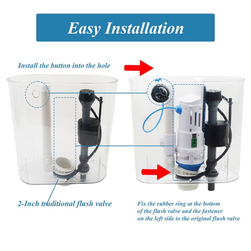 Goddessmoon Universal Dual Flush Valve Kit with Water-Saving Valve, Electroplated