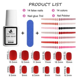 Hotolove 336Pcs Short Round Matte Press On Nails For Small Hands-12 sizes Full Cover Acrylic French False Nails 14 solid color short small Square fake nails Kit with 7g Nail Glue and Nail File for nail salons or DIY Nail Art