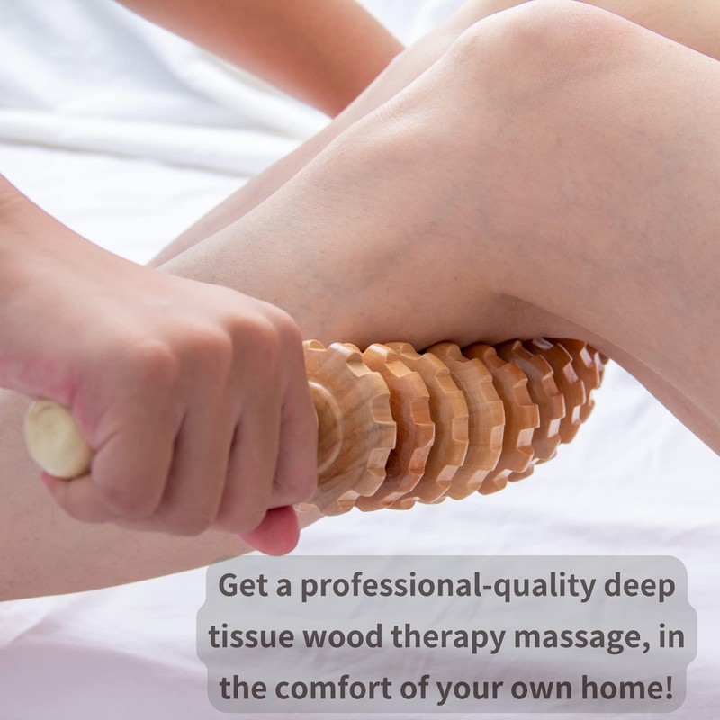 Mikako Curved Wood Therapy Massage Roller for Waist and Thigh,