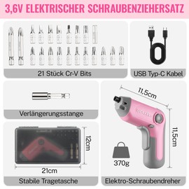 WORKPRO 3.6 V Pink Cordless Screwdriver Set (EU PKG)