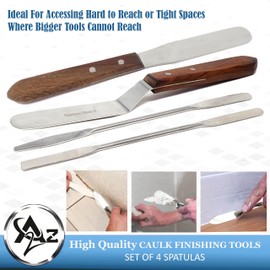 A2Z Scilab 4pcs Caulking Tools Spatulas, Stainless Steel Caulking Finishing Tool, Caulk Smoothing Tool, Sealant Grout Caulk Applicator Tool for Ceramic Tiles, Baseboards, Kitchens, Bathrooms