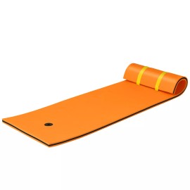 Costway 3-Layer Tear-Resistant Foam Floating Pad Island Water Sports for Pool Sea Orange