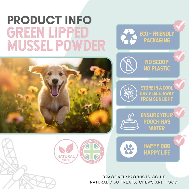 Dragonfly Products | Green Lipped Mussel Powder for Dogs and