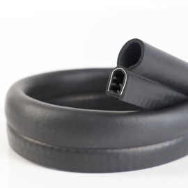 Edge Trim 9/16inch U Height-Weather Stripping with Top Bulb-Fits 0.39inch Gap Range-PVC Rubber Seal with Metal-Strong but Flexible-Collision Avoidance for Cars,RVs,Trucks Door-Black (24ft)