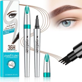 3D Wasserdichter Augenbrauenstift mit 4 Gabelspitzen, Microblading Augenbrauenstift, 4 Punkt Brauenstift Langanhaltend Natürliche Augenbrauen Make-up (B-Rotbraun)