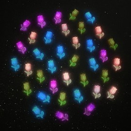 100 Pieces Mini Tulip Flowers for Crafts Dollhouse Miniatures Luminous Resin Mini Things Micro Tulip for Fairy Garden Micro Landscaping Decoration